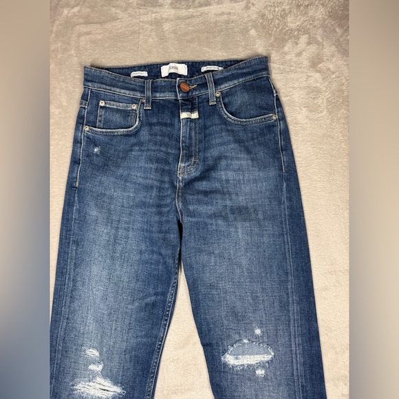 Closed Organic Cotton Blend Candiani Denim Straight Leg High Rise Blue Jeans 25 - Picture 3 of 16